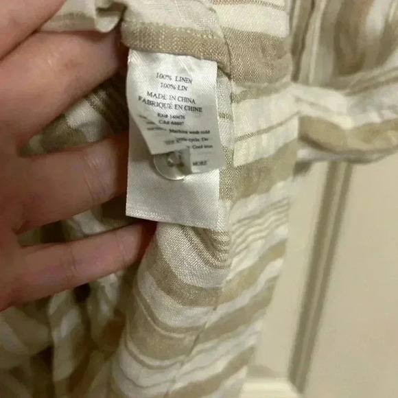 Faherty Isha Natural Bombay Stripe Linen Sleeveless Top Size Small - Picture 4 of 5